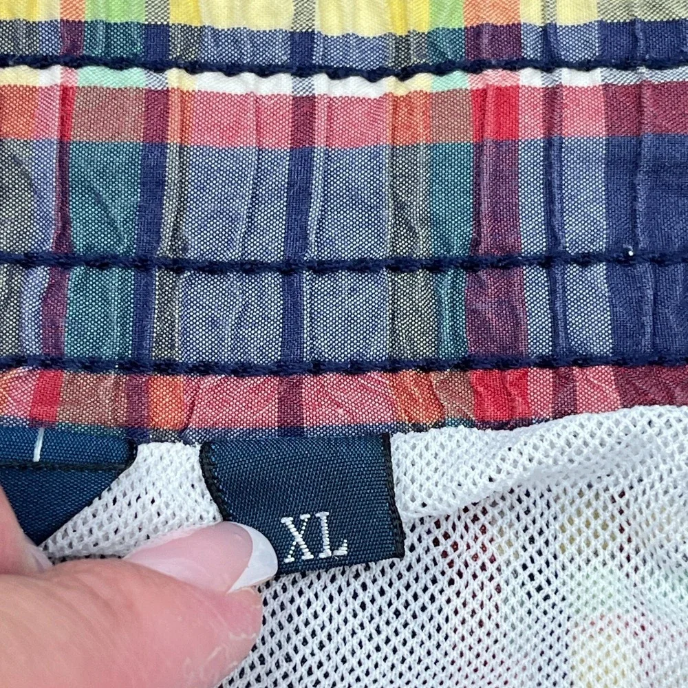 Vintage Polo Ralph Lauren Swim Trunks Men XL Blue Bored Shorts 90s Tartan Plaid‎